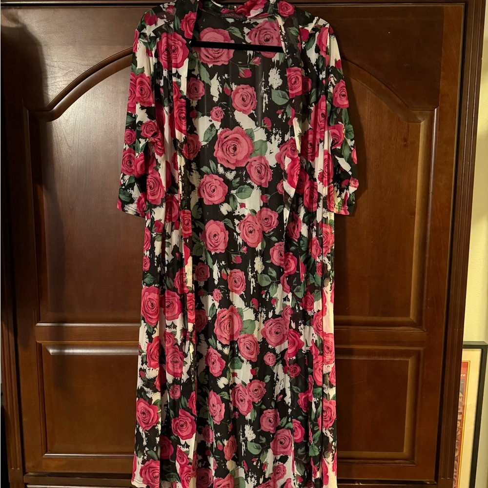 Pink and Green Floral Kimono